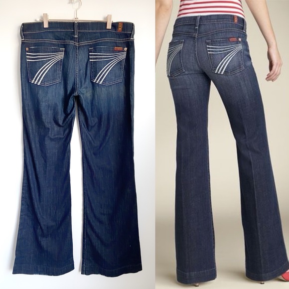 7 For All Mankind Denim - 7FAM Dark Wash Dojo Jeans with Contrast Stitching